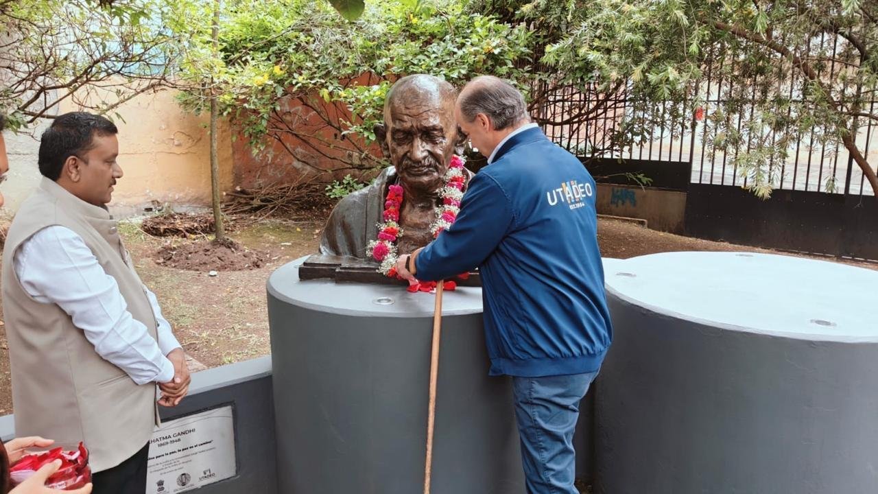 Embassy of India in Bogota celebrated #GandhiJayanti2026 at Universidad de Bogotá Jorge Tadeo Lozano