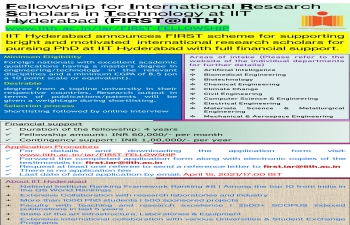 Fellowship for International Research Scholars in Technology at IIT Hyderabad